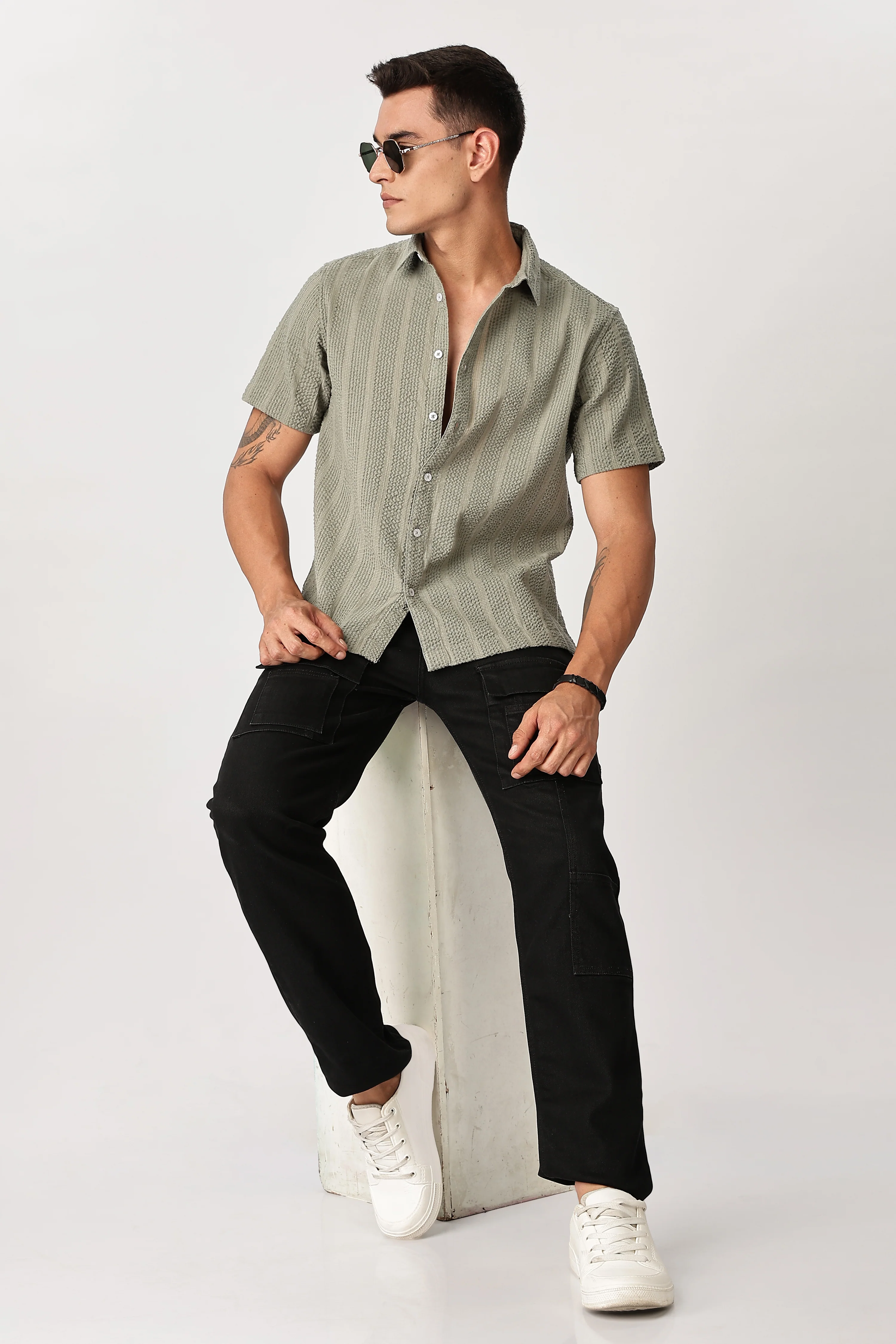 Uri Sage Green Seersucker Shirt - Image 5