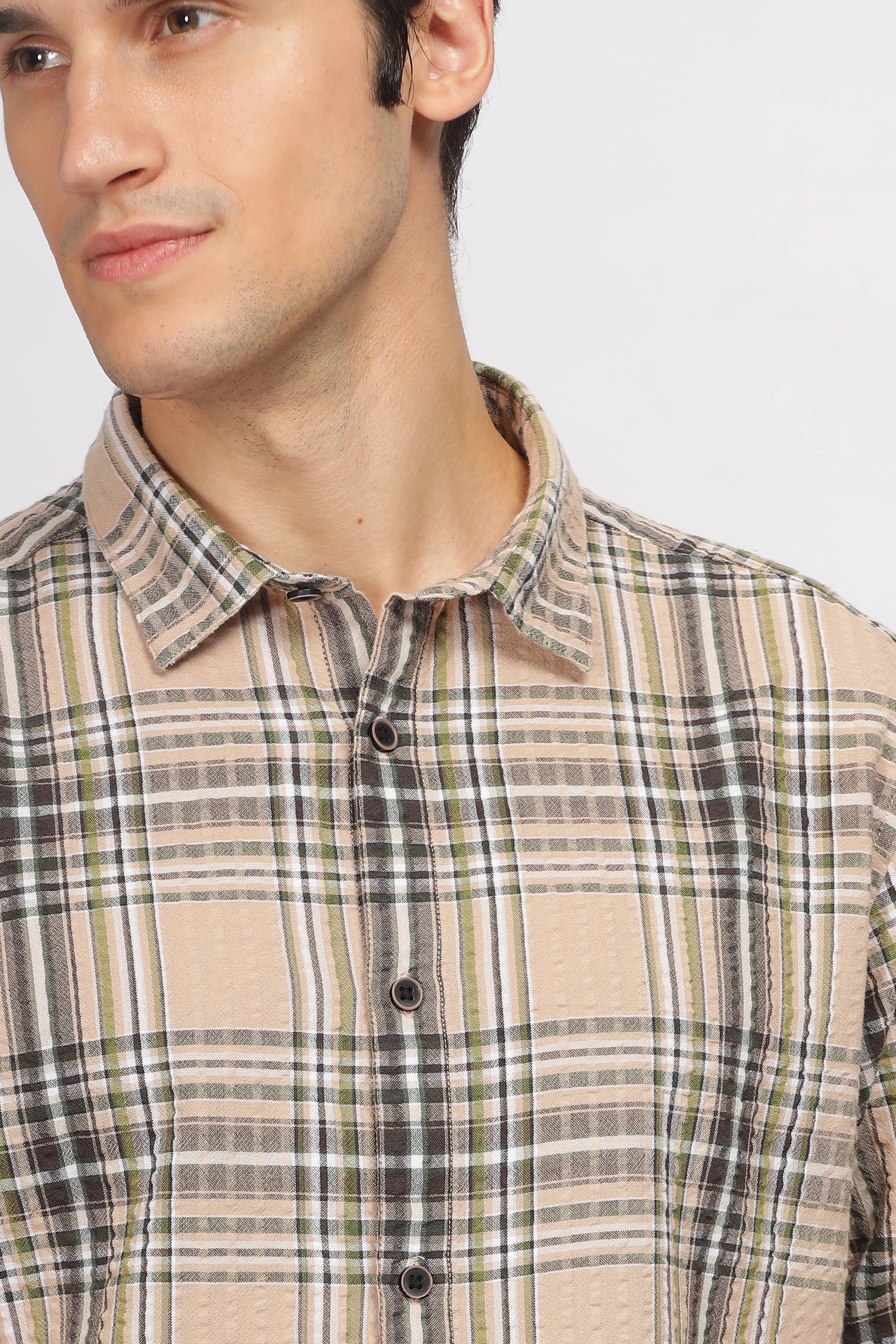 Uri Seersucker Cotton Checked Shirt - Image 6