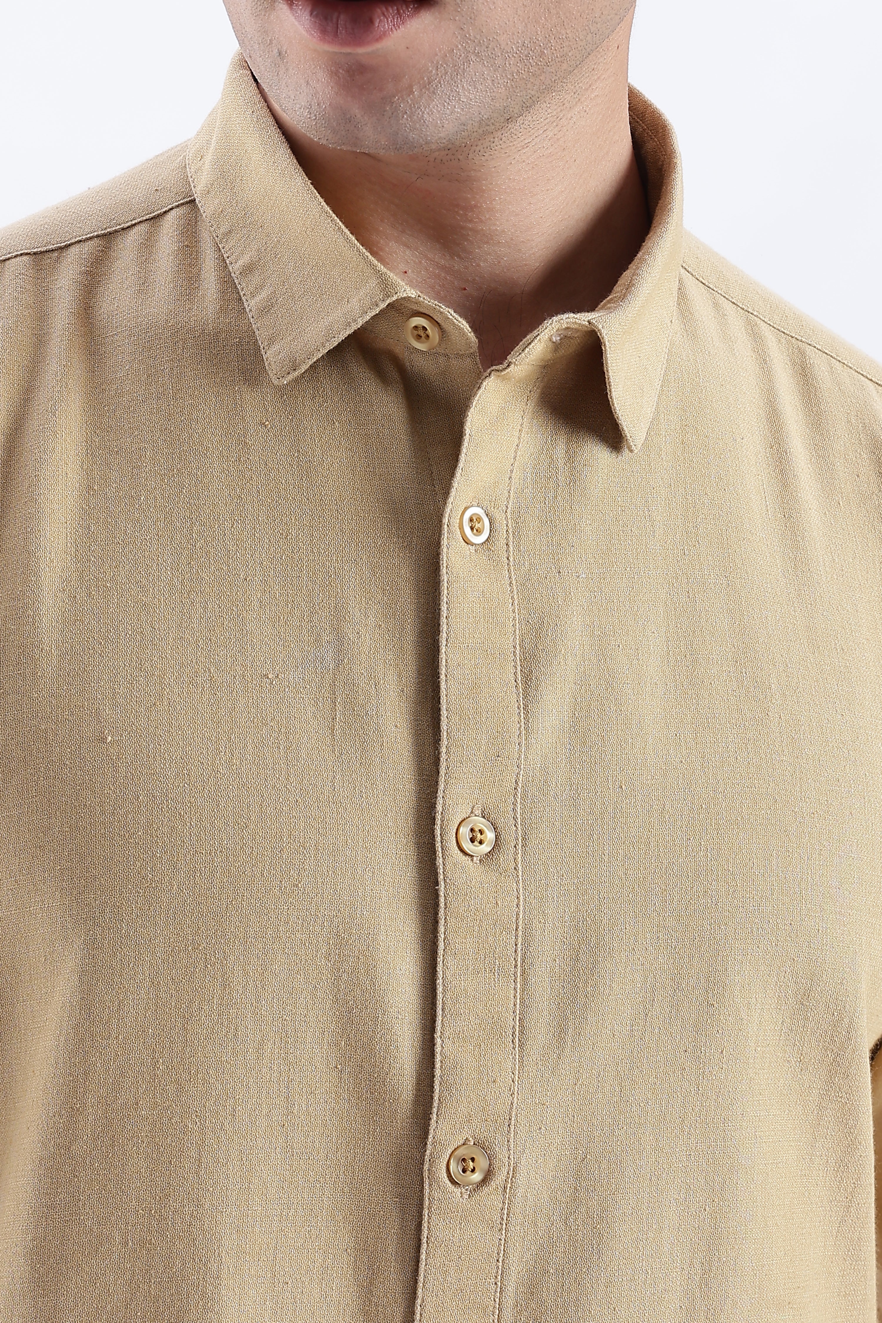 Uri Taupe Spread Collar Solid Shirt - Image 7