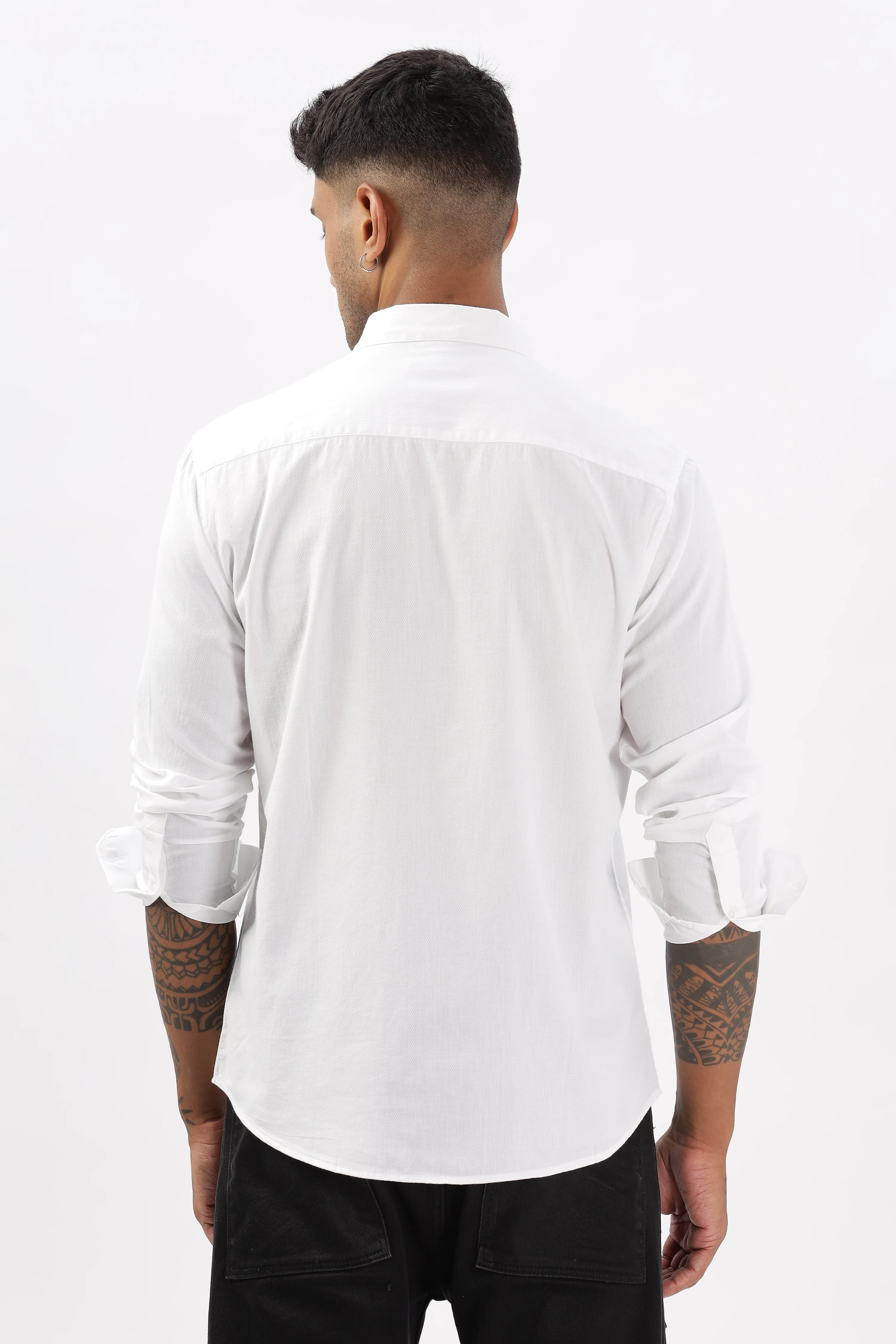 Uri White Dobby Textured Casual Shirt - Image 3