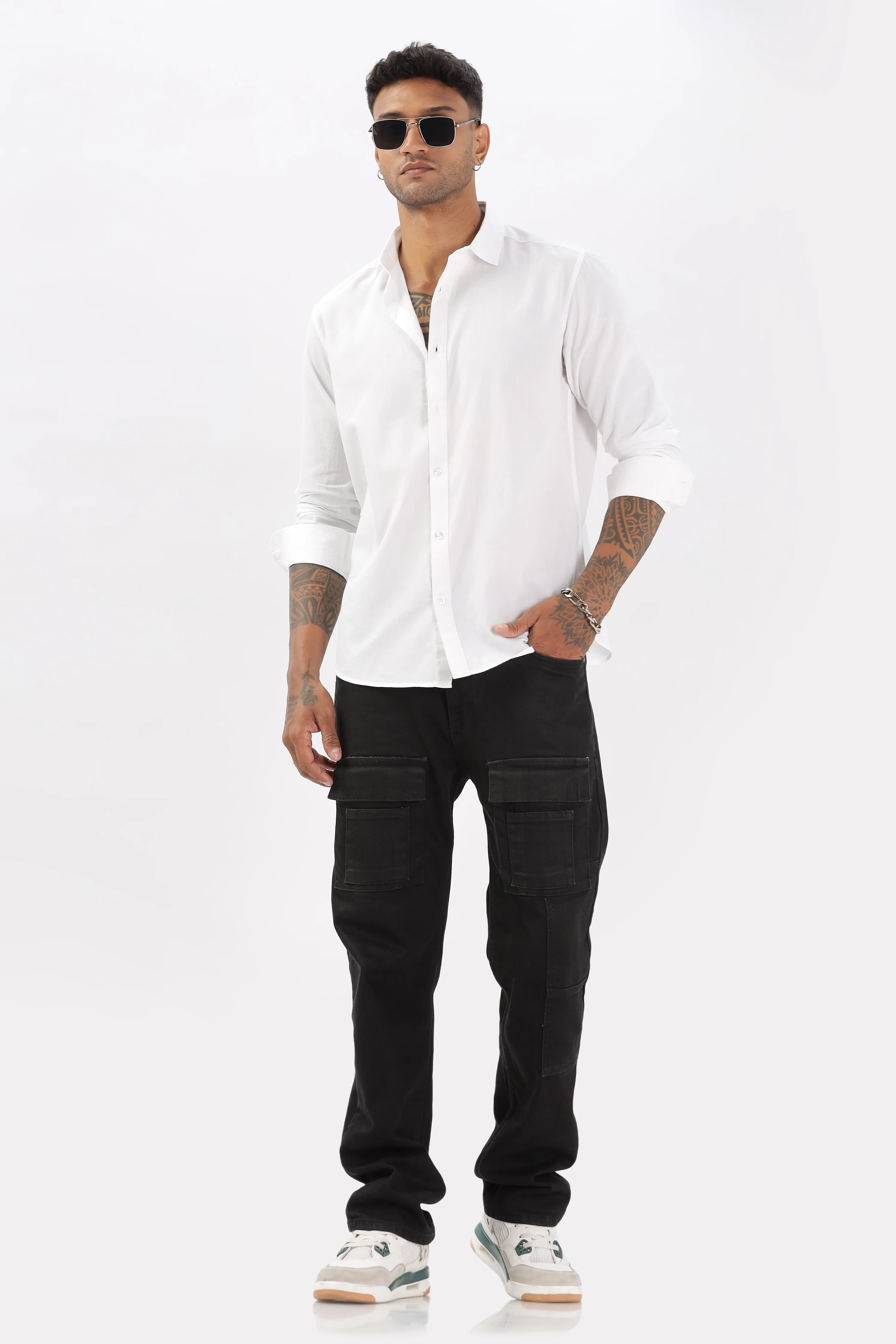 Uri White Dobby Textured Casual Shirt - Image 5