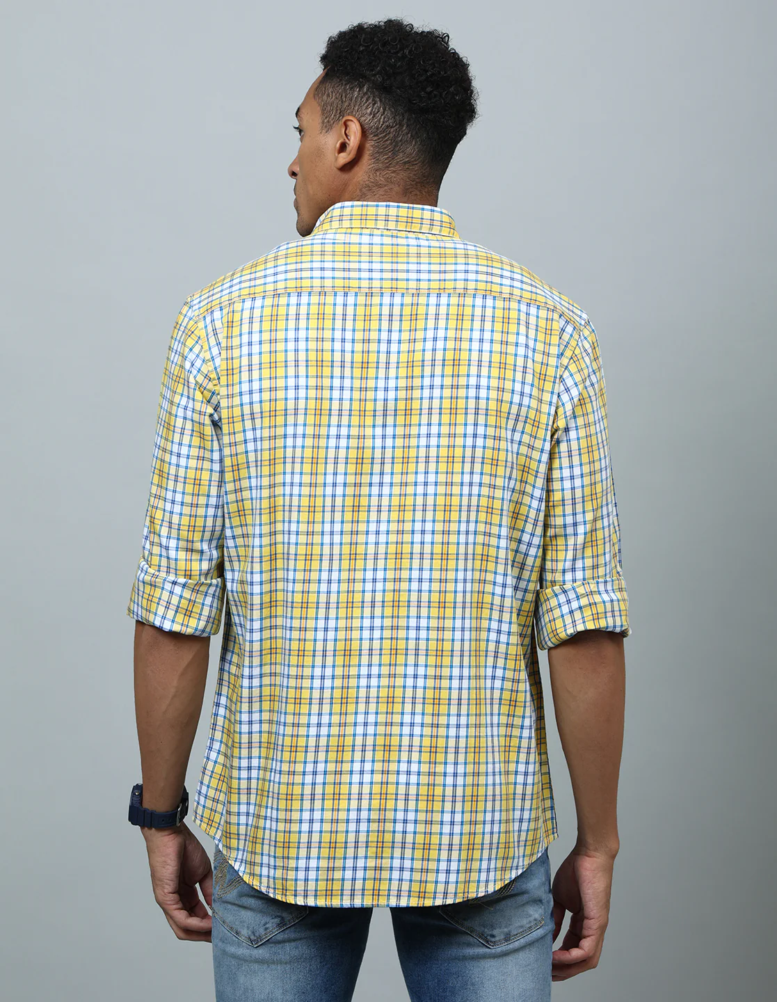 Uri Yellow Regular Fit Checked Shirt - Image 5